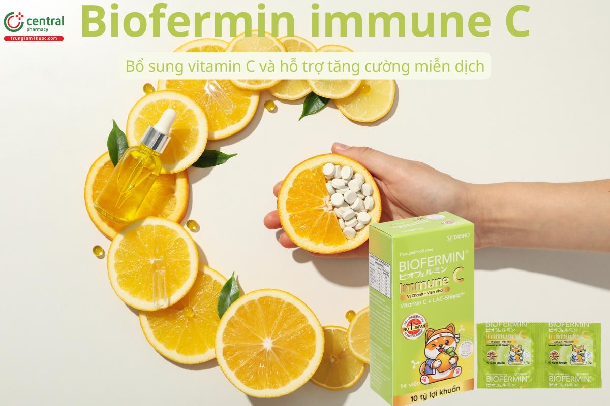 Biofermin immune C giúp bổ sung vitamin C và hỗ trợ tăng cường miễn dịch
