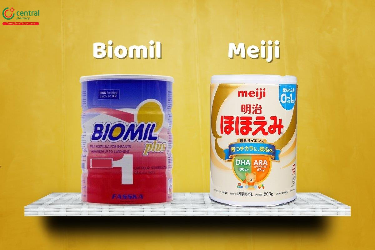 So sánh sữa Biomil  và Meiji