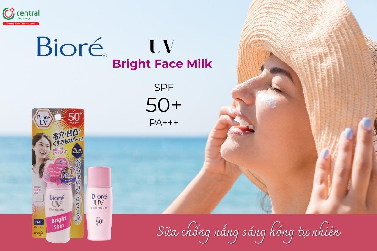 Sữa chống nắng Bioré hồng SPF 50+/PA+++  giúp bảo vệ da toàn diện trước tia UVA và UVB, hạn chế tình trạng sạm da, cháy nắng, nếp nhăn, tàn nhang và các dấu hiệu lão hóa sớm.