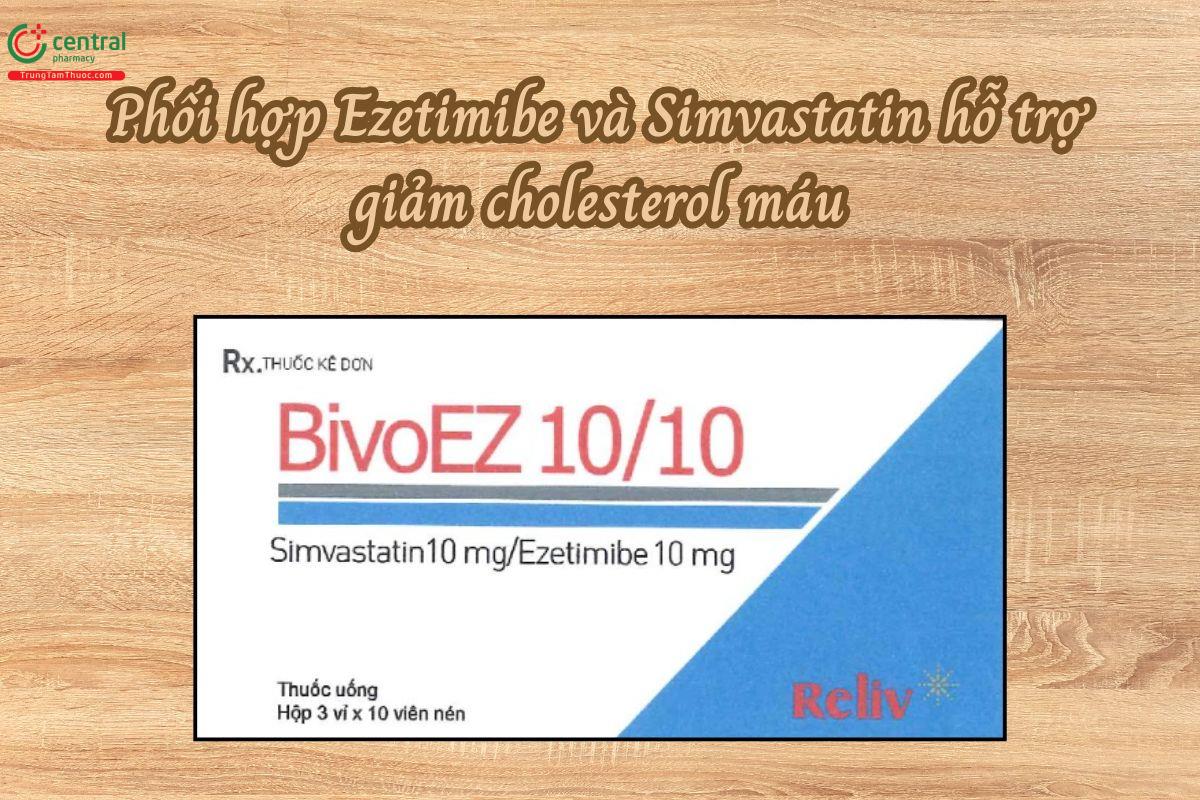 Thuốc Bivoez 10/10 Phối hợp Ezetimibe, Simvastatin giảm cholesterol máu