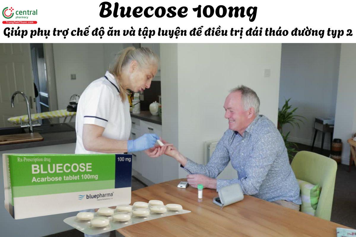 Thuốc Bluecose 100mg - Bổ trợ chế độ ăn uống ở người bệnh tiểu đường tuýp 2
