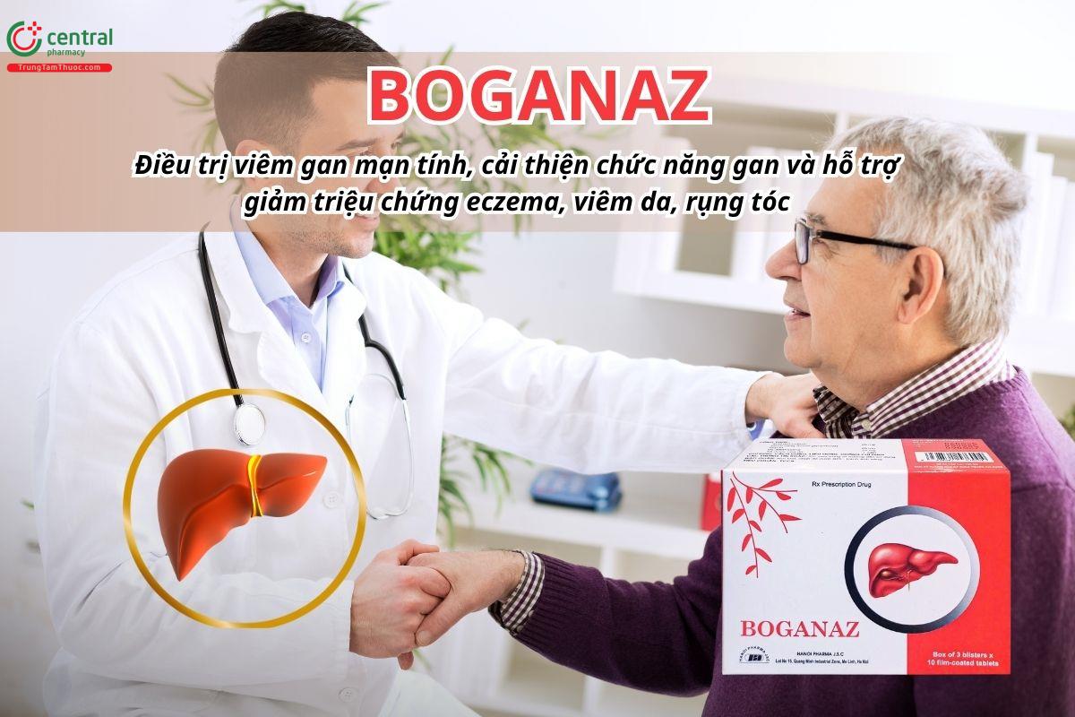 Thuốc Boganaz điều trị viêm gan mạn tính, cải thiện chức năng gan và hỗ trợ giảm triệu chứng eczema, viêm da, rụng tóc