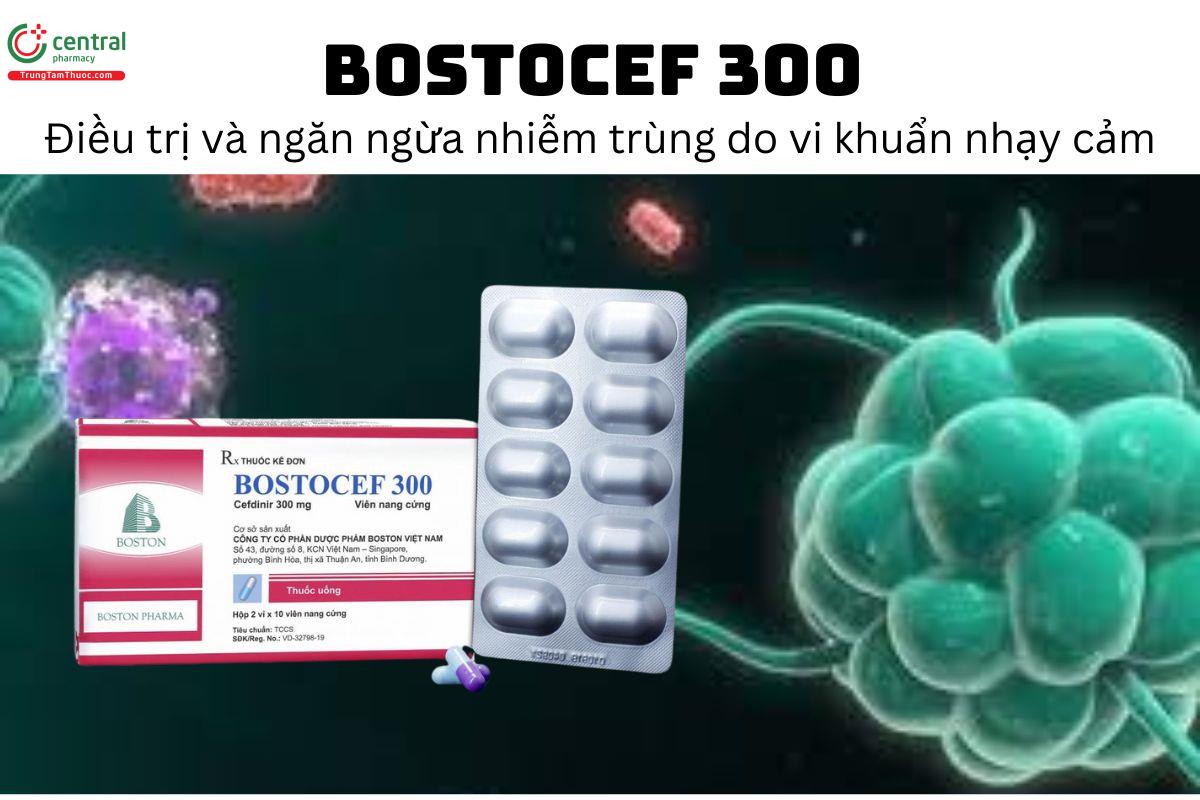 Thuốc Bostocef 300 - Điều trị và ngăn ngừa nhiễm trùng do vi khuẩn nhạy cảm