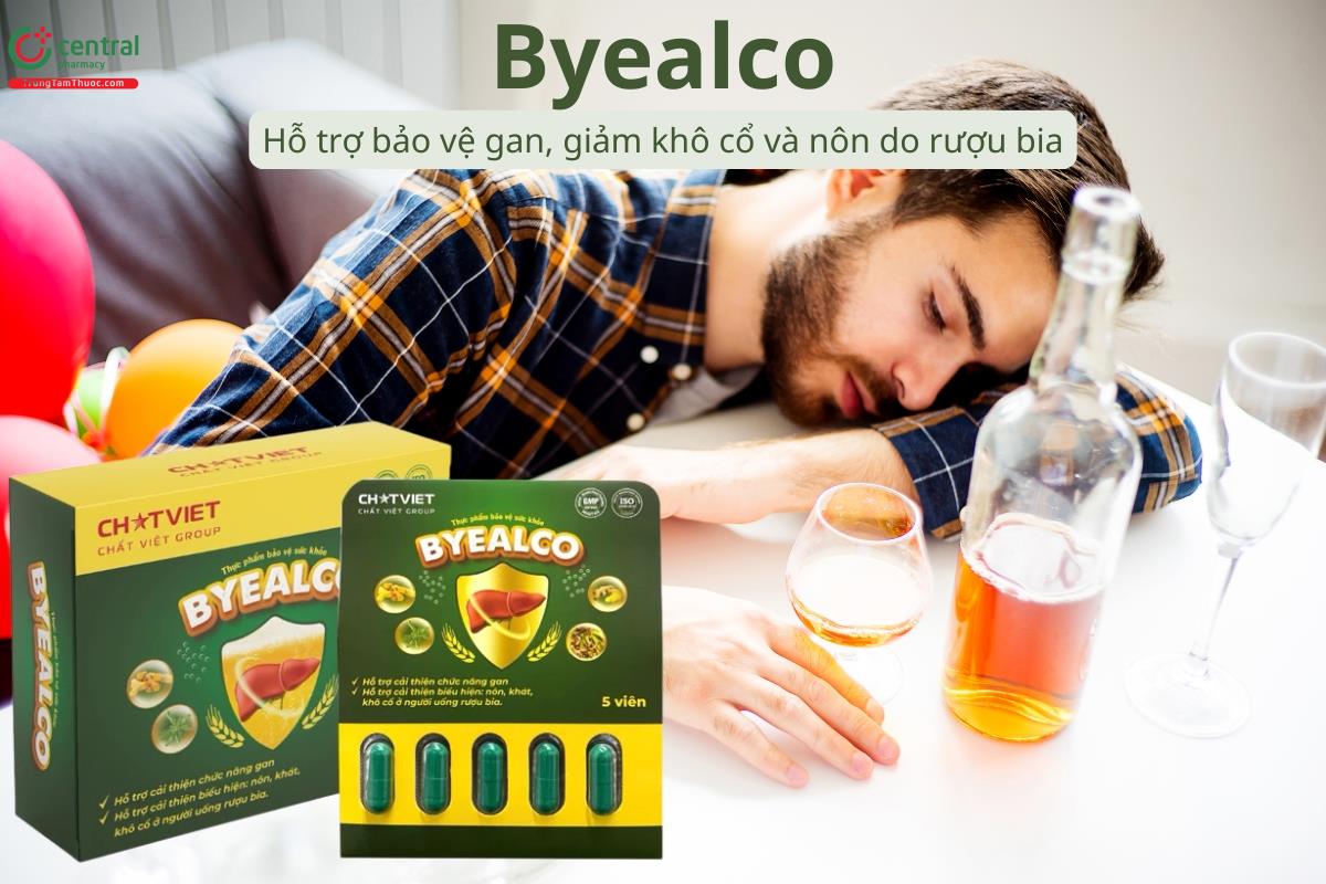 Byealco hỗ trợ bảo vệ gan, giảm khô cổ và nôn do rượu bia