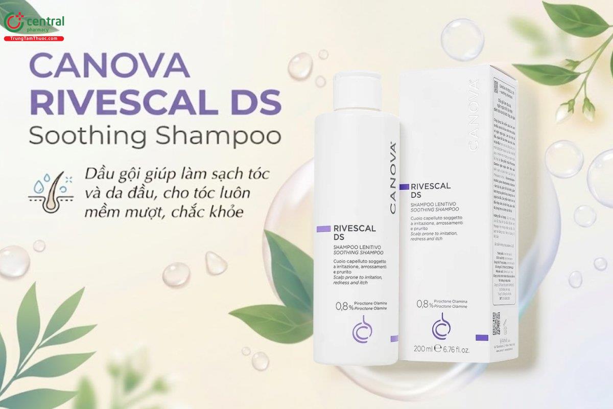 Dầu gội CANOVA RIVESCAL DS Soothing Shampoo làm dịu da, hạn chế tiết bã nhờn