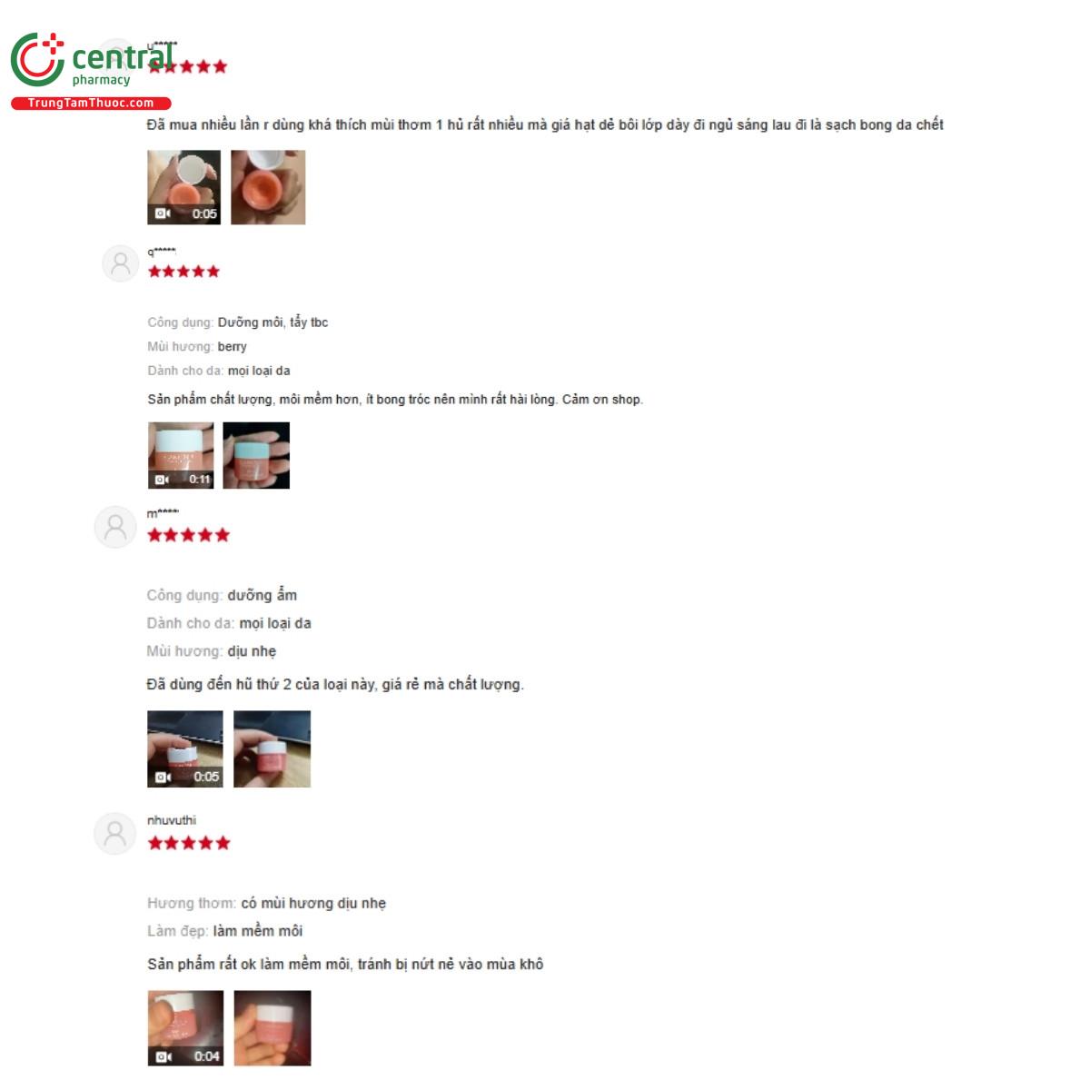 Một số đánh giá của khách hàng về sản phẩm CARE:NEL Berry Lip Night Mask