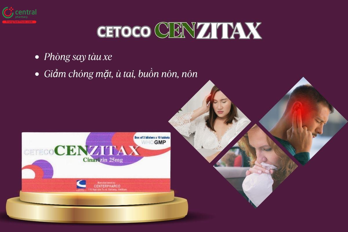 Thuốc Cetecocenzitax 25mg giúp phòng say tàu xe và giảm chóng mặt, ù tai, buồn nôn, nôn