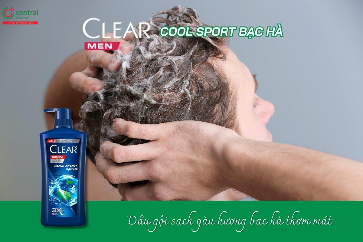 Dầu gội sạch gàu Clear Men Cool Sport Bạc Hà giúp làm sạch gàu hiệu quả, kết hợp tinh chất dầu hạt hướng dương và Glycerin, giúp nuôi dưỡng da đầu từ sâu bên trong.