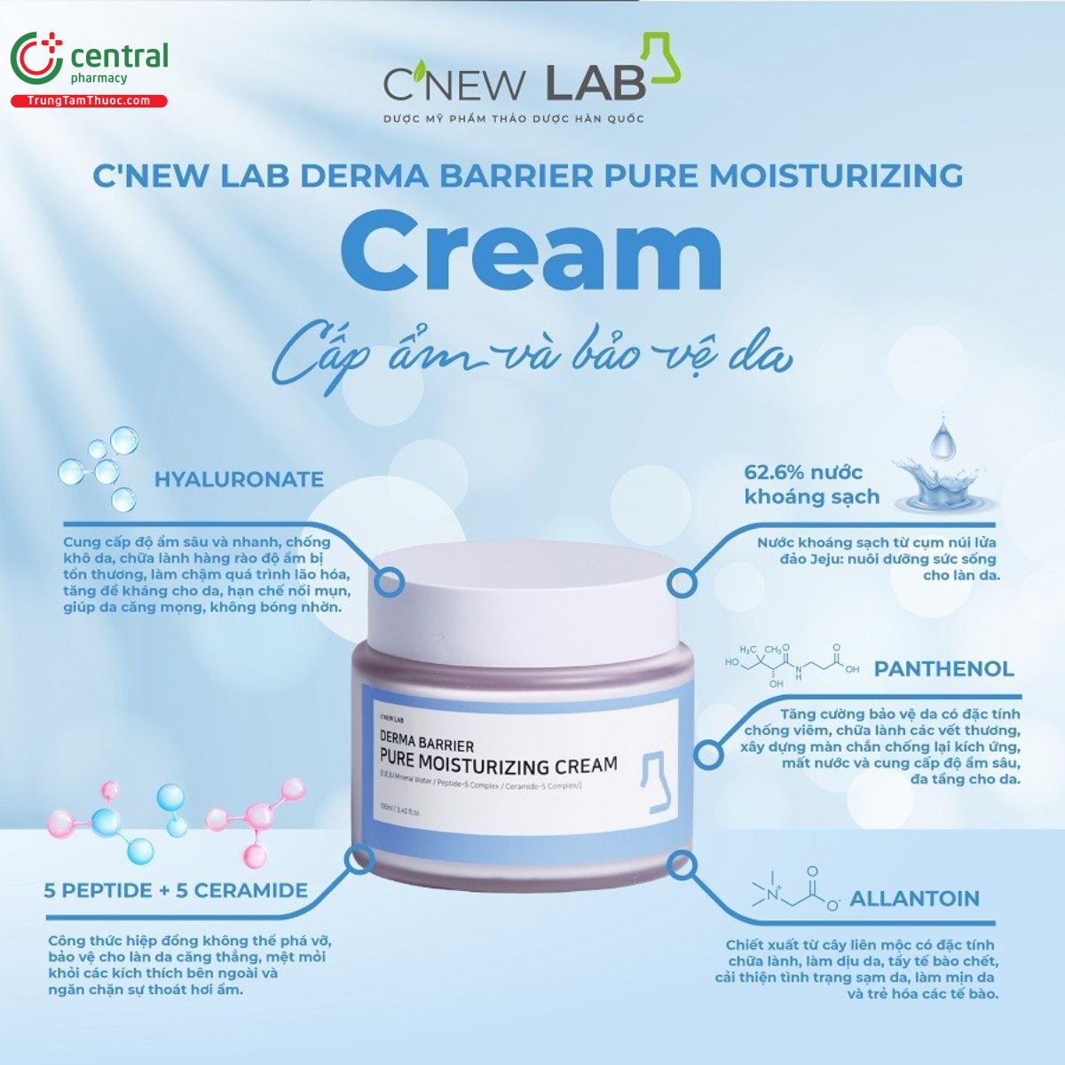 Thành phần của C’New Lab Derma Barrier Pure Moisturizing Cream