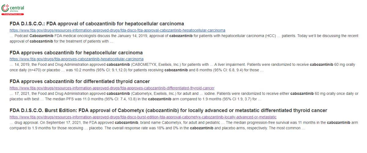 FDA chấp thuận điêu trị của Cabozantinib