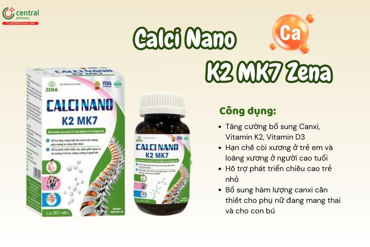 Calci Nano K2 MK7 Zena tăng chiều cao, ngừa còi xương, loãng xương