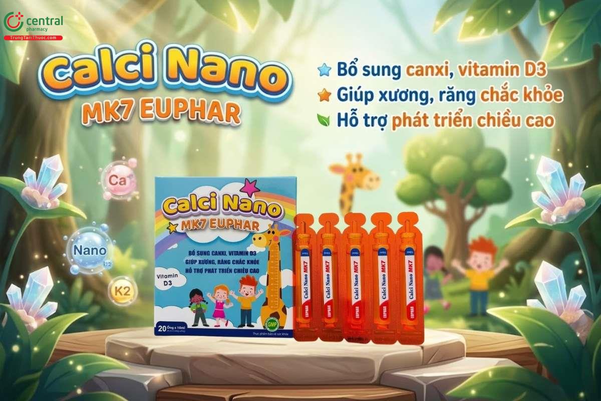 Calci Nano MK7 EUPHAR giúp duy trì hệ xương và răng chắc khỏe