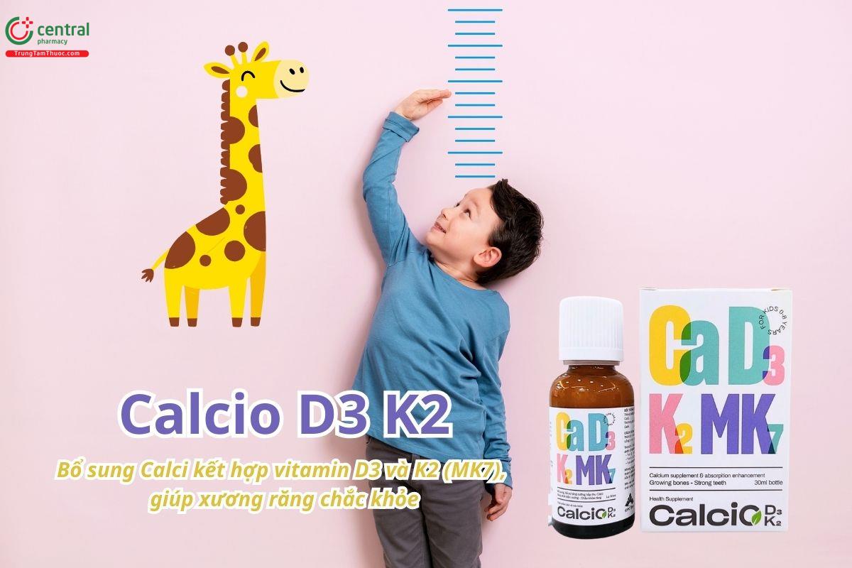 Calcio D3 K2 bổ sung Calci kết hợp vitamin D3 và K2 (MK7), giúp xương răng chắc khỏe