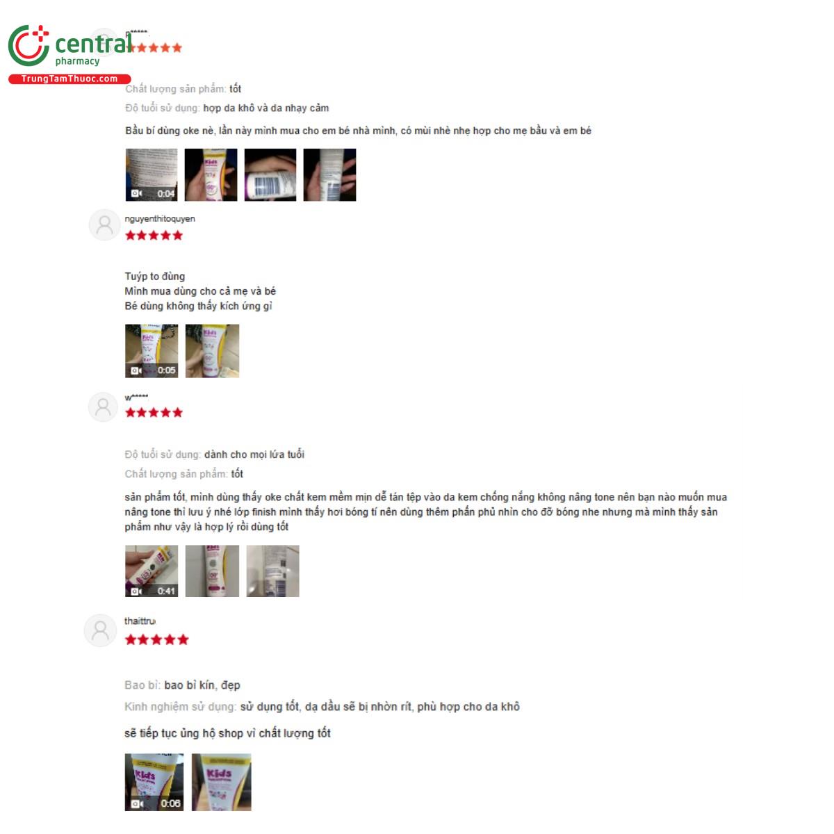 Một số đánh giá của khách hàng về sản phẩm Kem chống nắng trẻ em Cancer Council SPF50+