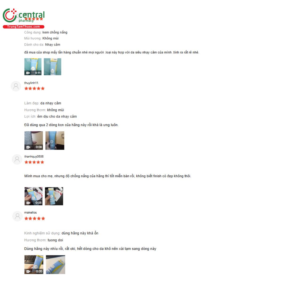 Một số đánh giá của khách hàng về sản phẩm Kem chống nắng Cancer Council Sensitive SPF50+