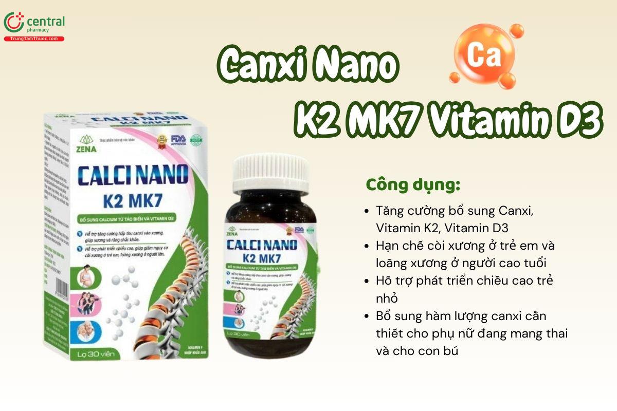 Canxi Nano K2 MK7 Zena tăng chiều cao, ngừa còi xương, loãng xương