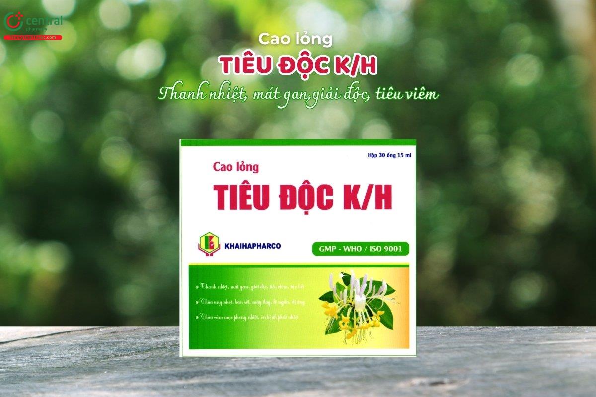 Cao lỏng Tiêu độc K/H giúp trị các bệnh ngoài da như mụn nhọt, phát ban, nổi mề đay, ngứa rát và dị ứng; các trường hợp cảm do phong nhiệt, sốt do nhiễm nhiệt độc.