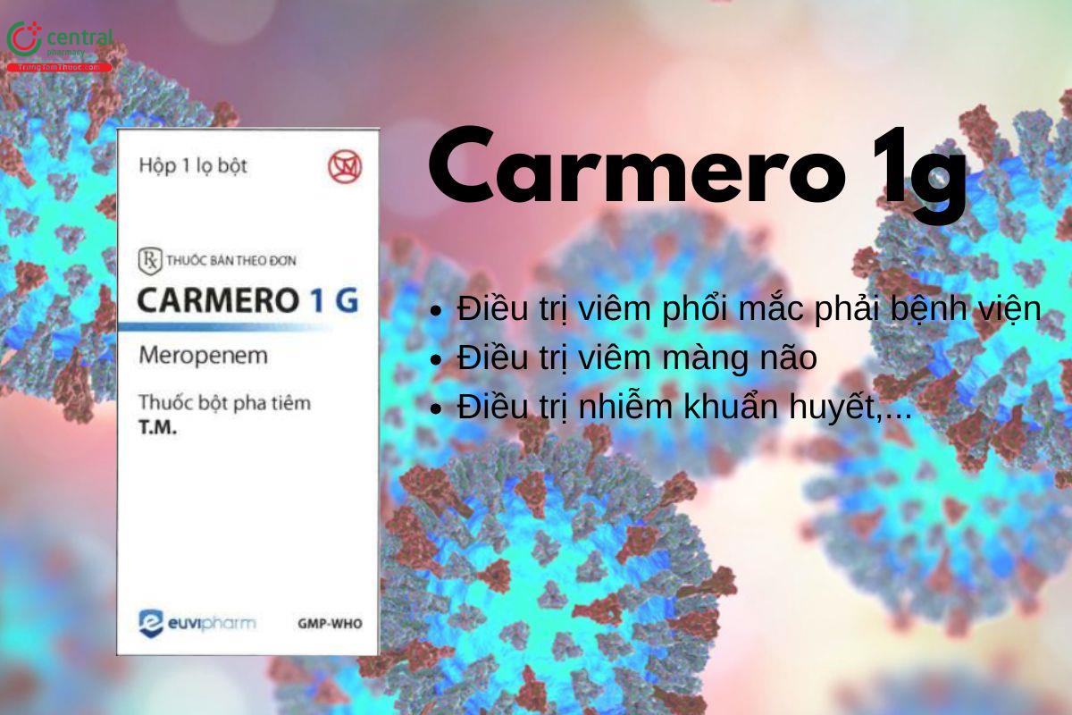 Thuốc Carmero 1g - Điều trị viêm phổi mắc phải bệnh viện, viêm màng não