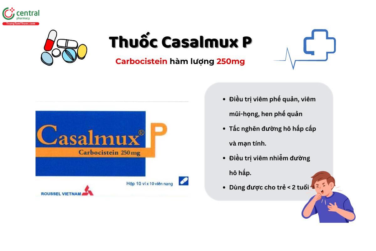 Thuốc Casalmux P điều trị viêm phế quản, viêm mũi, hen suyễn 