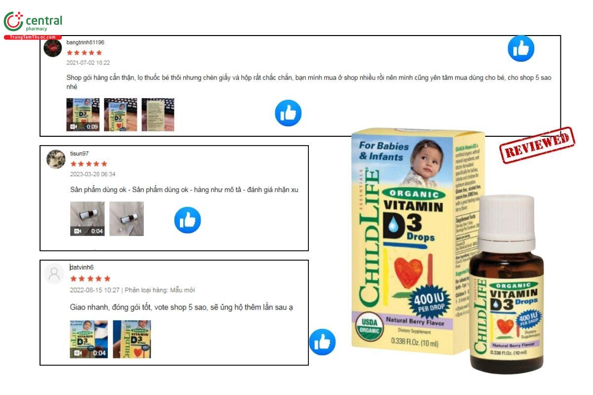 Đánh giá của người dùng về sản phẩm ChildLife Organic Vitamin D3 Drops 10ml 