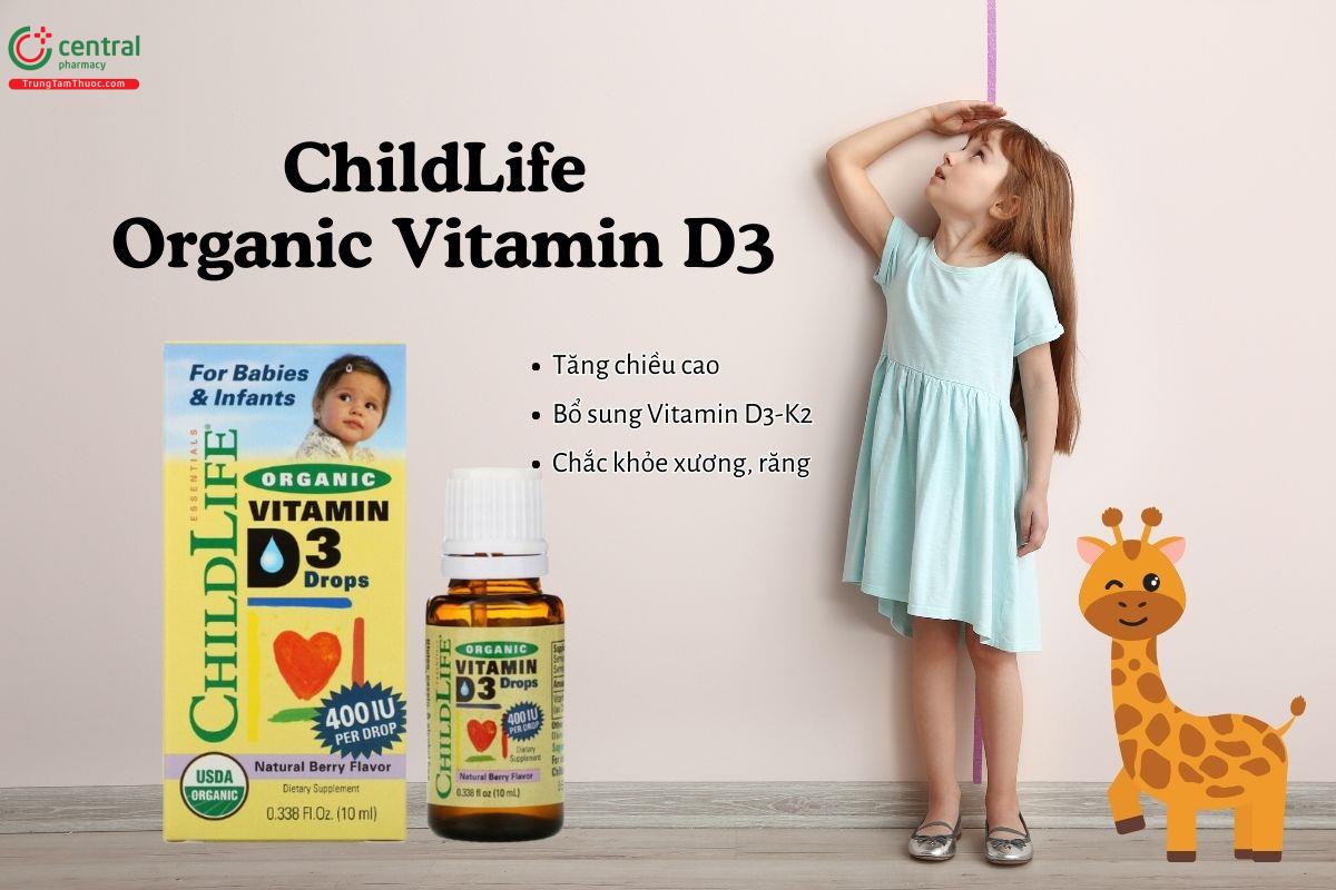 ChildLife Organic Vitamin D3 Drops 10ml hỗ trợ phát triển và hoàn thiện xương, răng