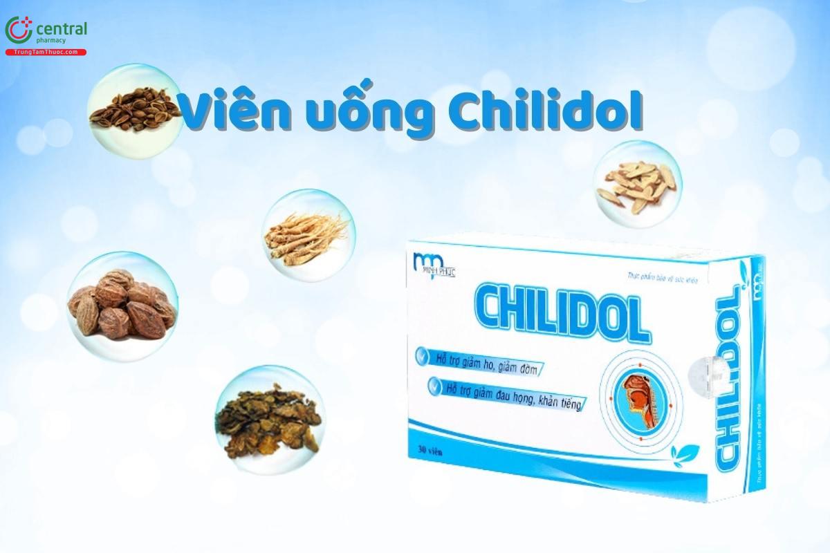 Chilidol hỗ trợ giảm đau họng, ho, đờm (Hộp 3 Vỉ x 10 Viên)