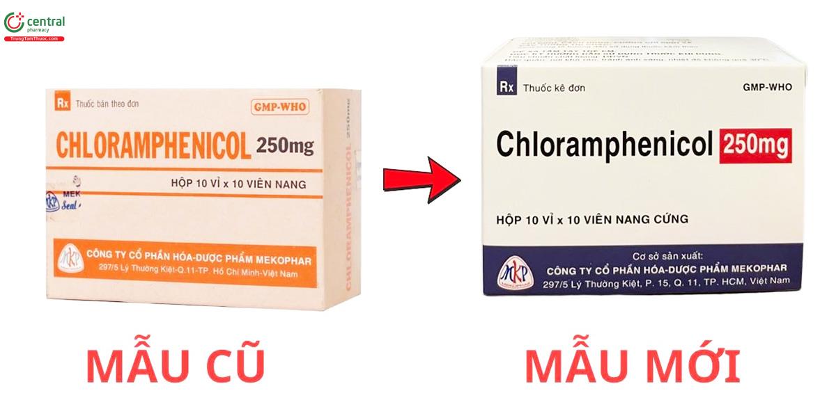 Thông báo thay đổi mẫu mã Thuốc Chloramphenicol 250 mg Mekophar 