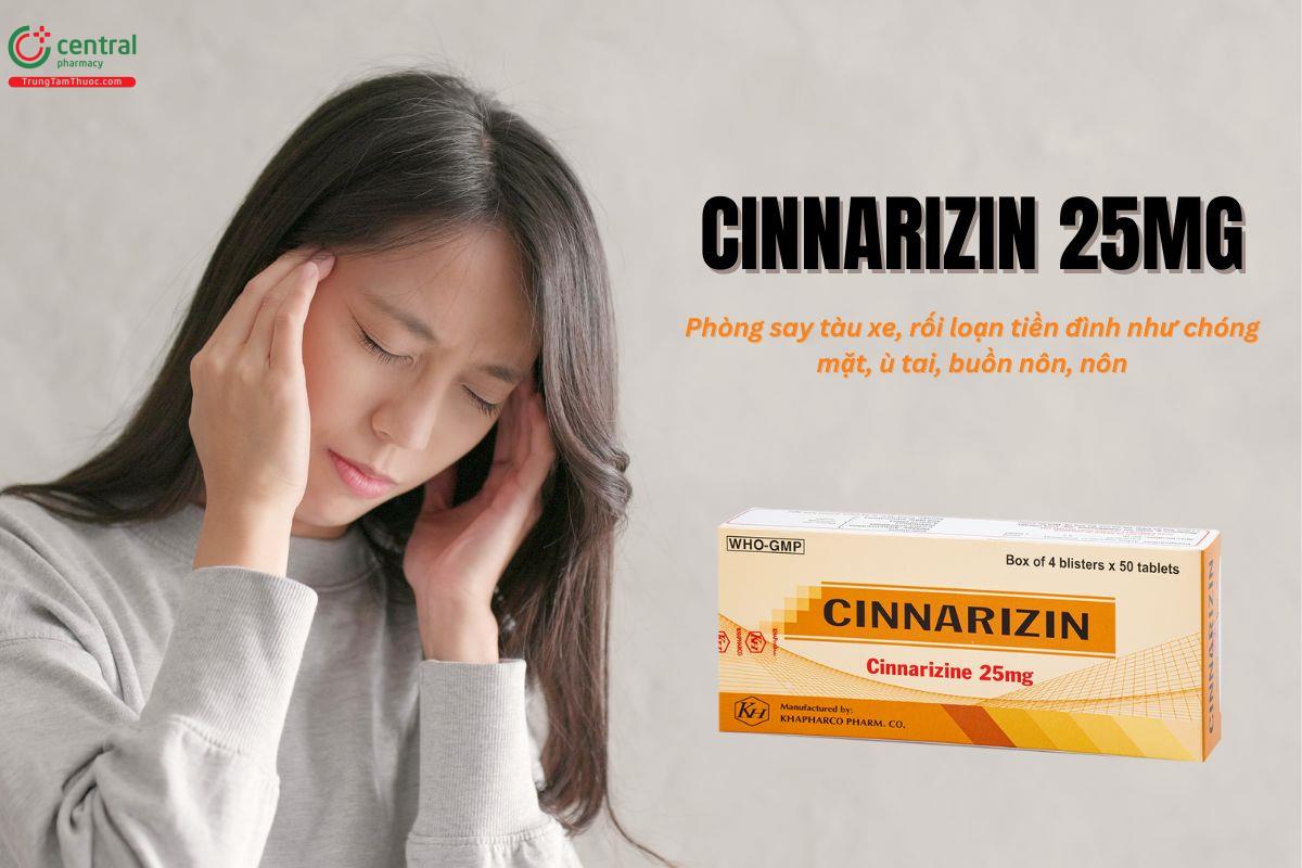 Thuốc Cinnarizin 25mg Khapharco giảm rối loạn tiền đình, phòng say tàu xe