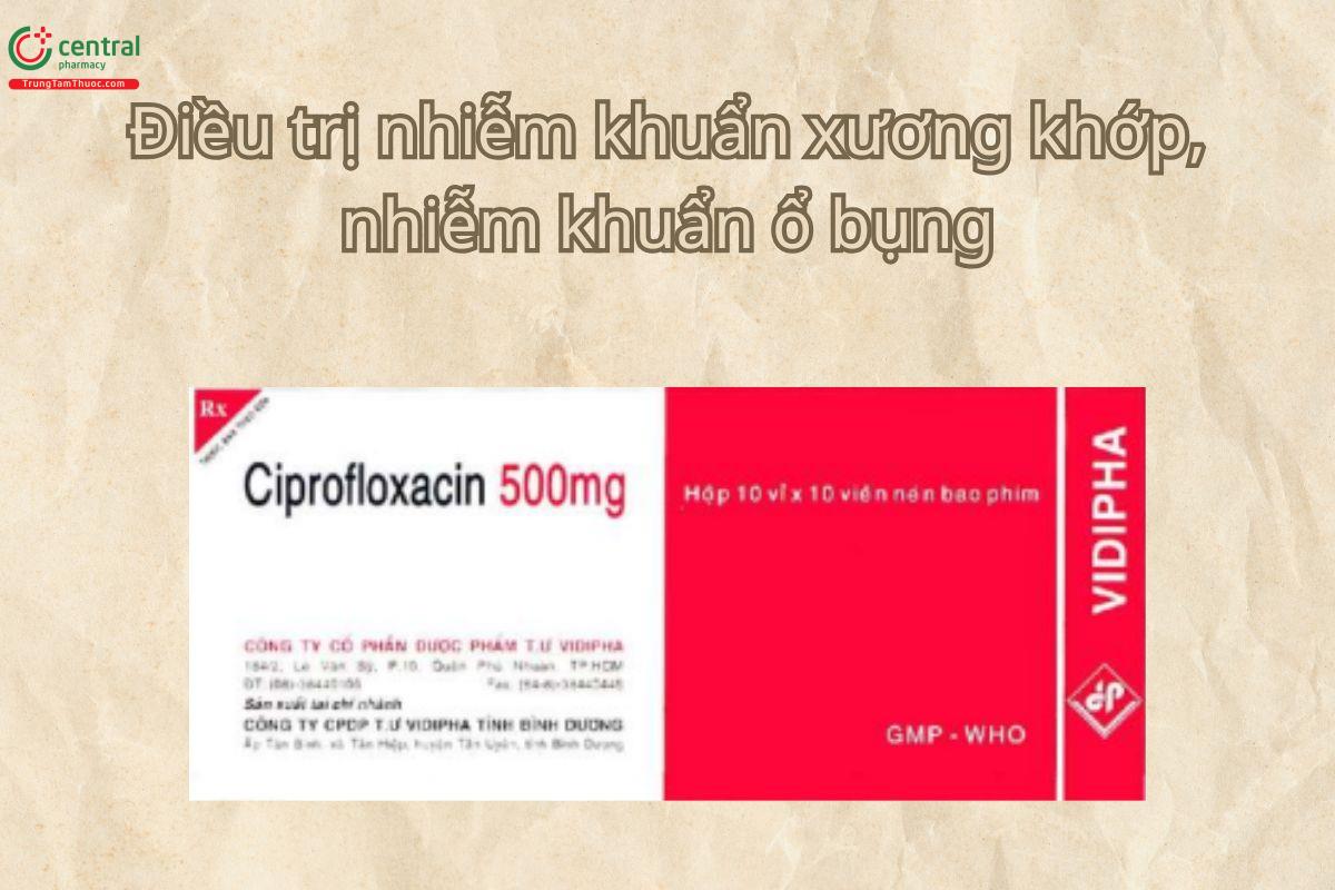 Thuốc Ciprofloxacin 500mg Vidipha điều trị nhiễm khuẩn xương và khớp