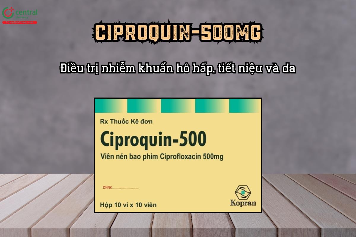 Thuộc Ciproquin-500mg điều trị nhiễm khuẩn đường hô hấp, tiết niệu