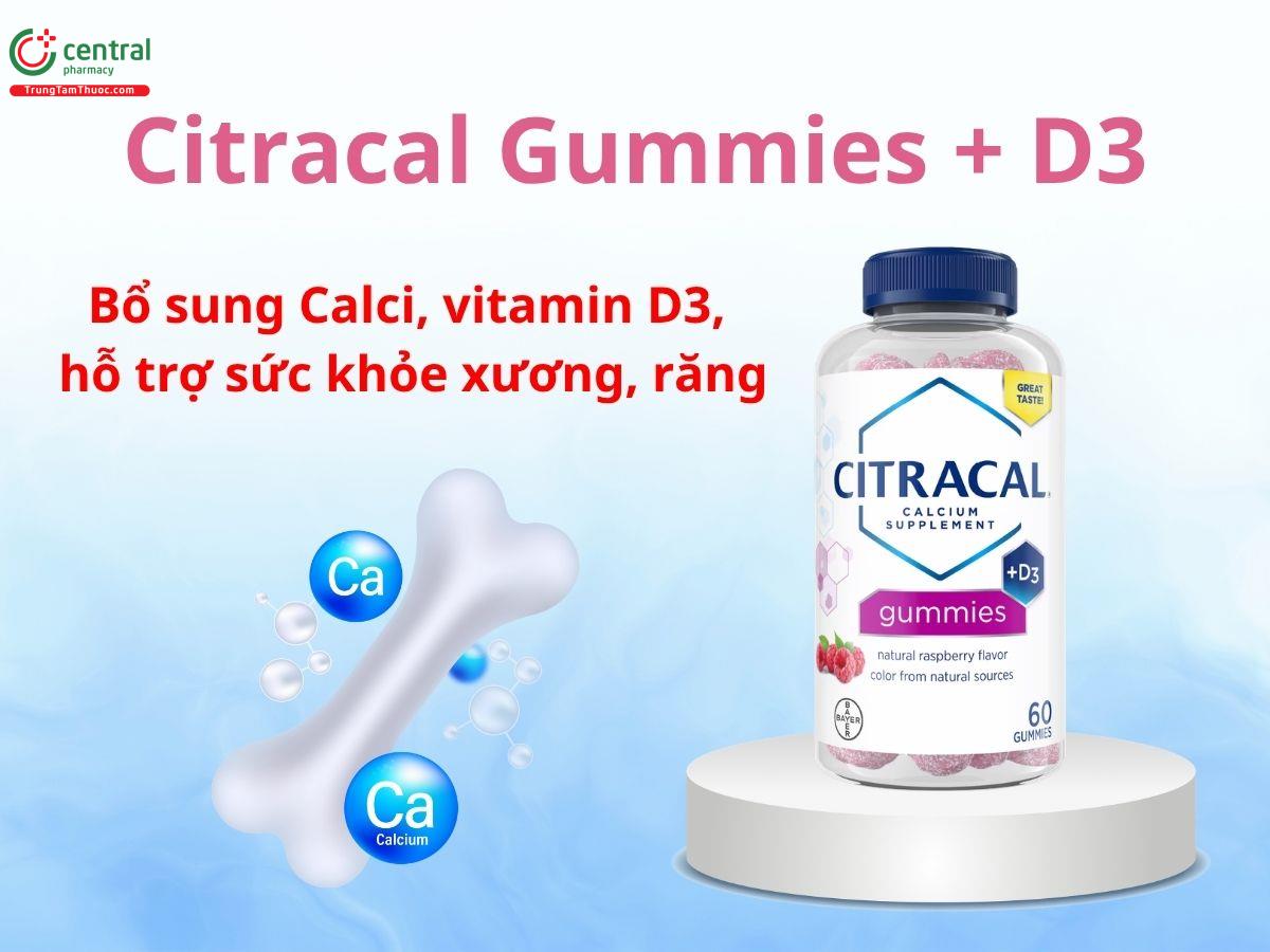Citracal Gummies + D3 hỗ trợ tăng cường sức khỏe xương, răng