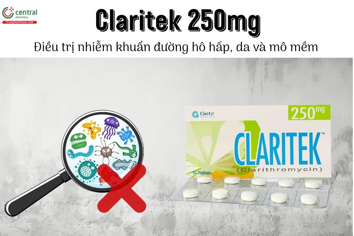 Thuốc Claritek 250mg - Điều trị nhiễm khuẩn đường hô hấp, da và mô mềm