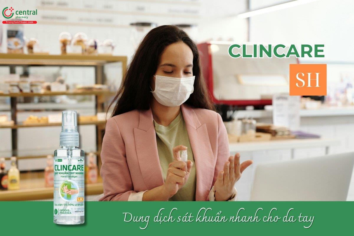 Dung dịch sát khuẩn tay nhanh Clincare SH là dung dịch sát khuẩn có khả năng tiêu diệt vi khuẩn và virus nhanh chóng trên da tay và bề mặt với phổ kháng khuẩn rộng. 