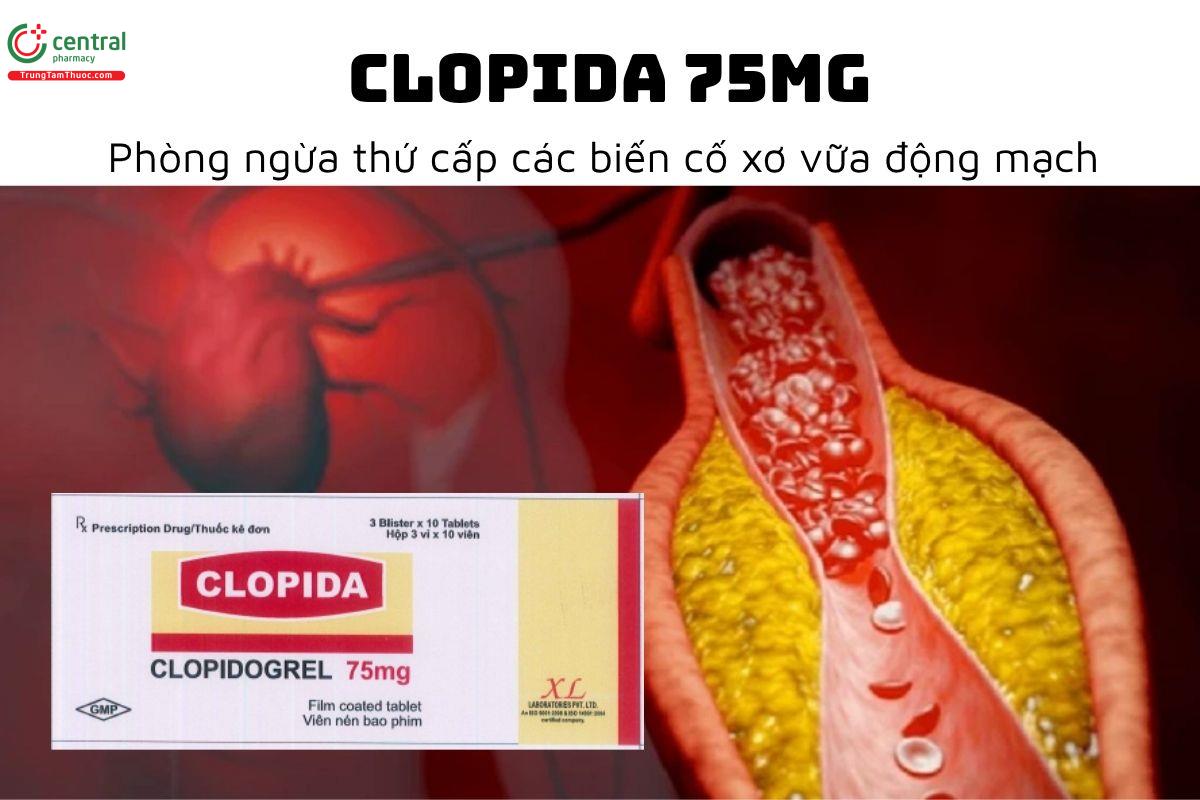 Thuốc Clopida 75mg - Phòng ngừa thứ cấp các biến cố xơ vữa động mạch