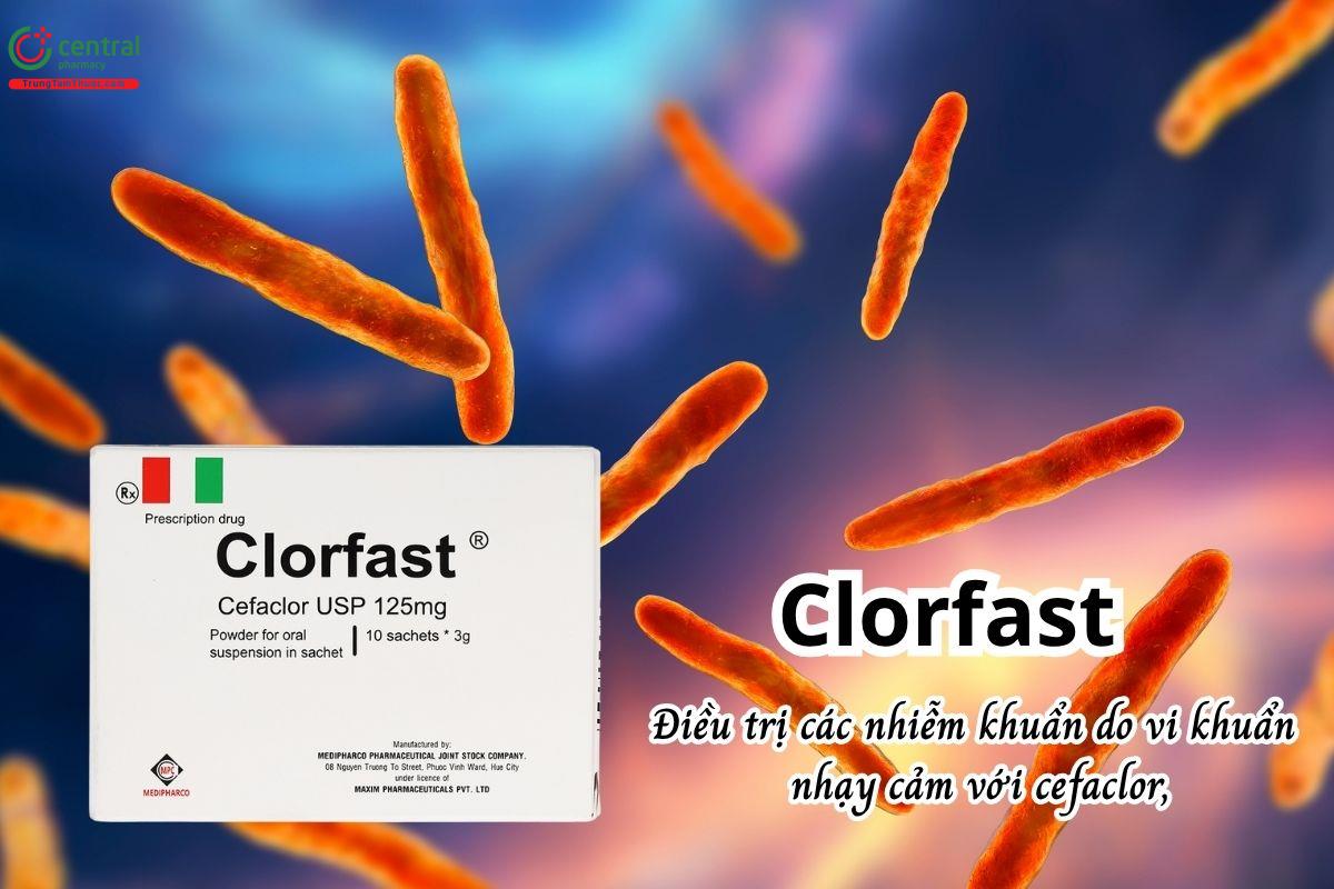 Thuốc Clorfast 125mg điều trị các nhiễm khuẩn do vi khuẩn nhạy cảm với cefaclor