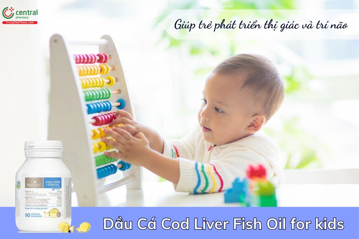 Dầu gan cá tuyết Cod Liver Fish Oil for kids Bio Island bổ sung lượng DHA cần thiết cho trẻ nhỏ