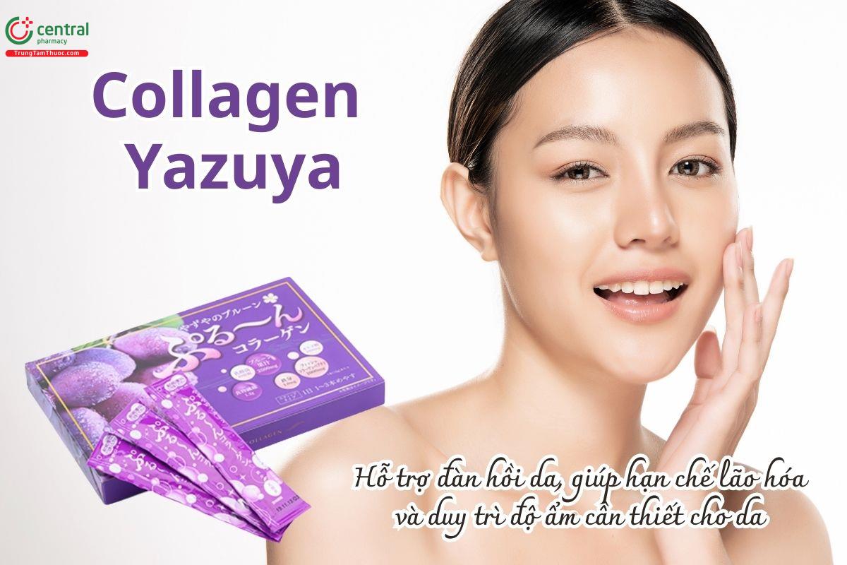 Collagen Yazuya hỗ trợ cải thiện độ đàn hồi da, giúp da ẩm mịn và tươi trẻ