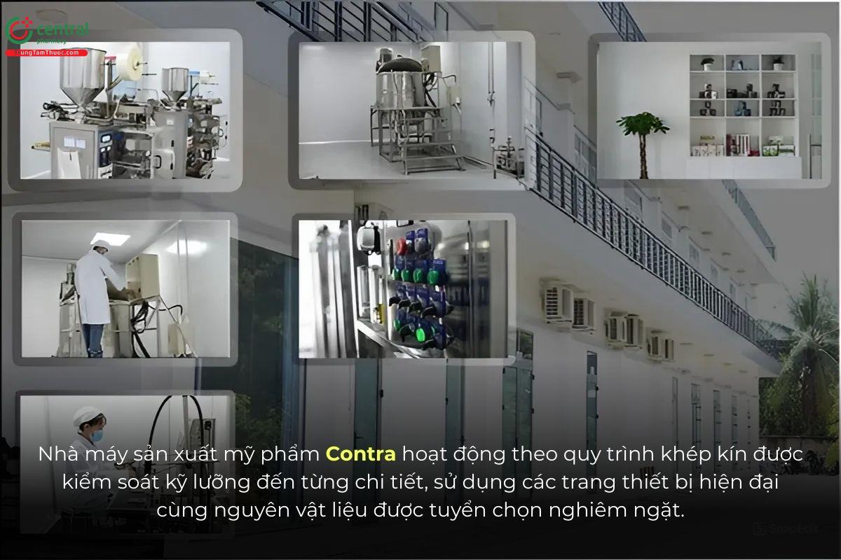 Nhà máy sản xuất mỹ phẩm của Contra vận hành theo quy trình khép kín với sự giám sát chặt chẽ ở từng công đoạn.