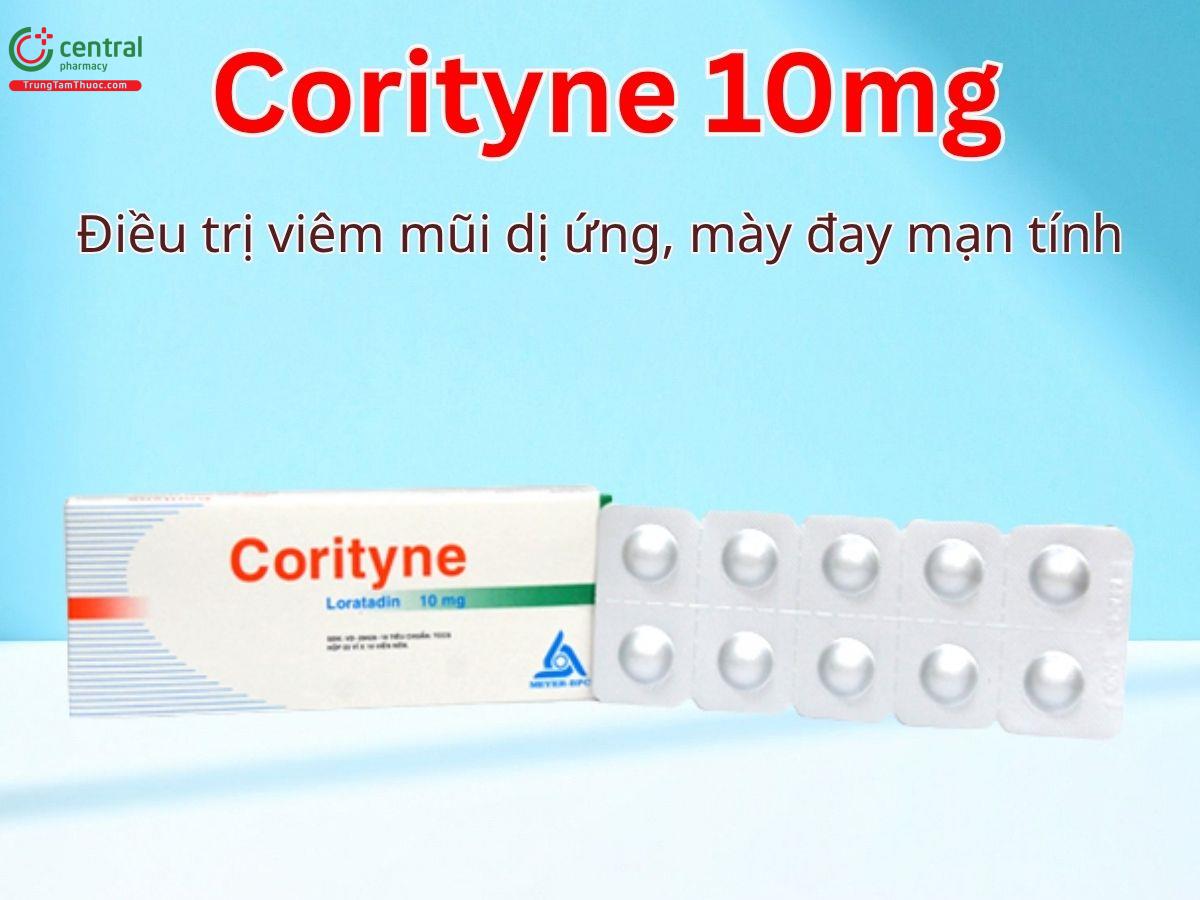 Corityne 10mg điều trị viêm mũi dị ứng, mày đay mạn tính vô căn