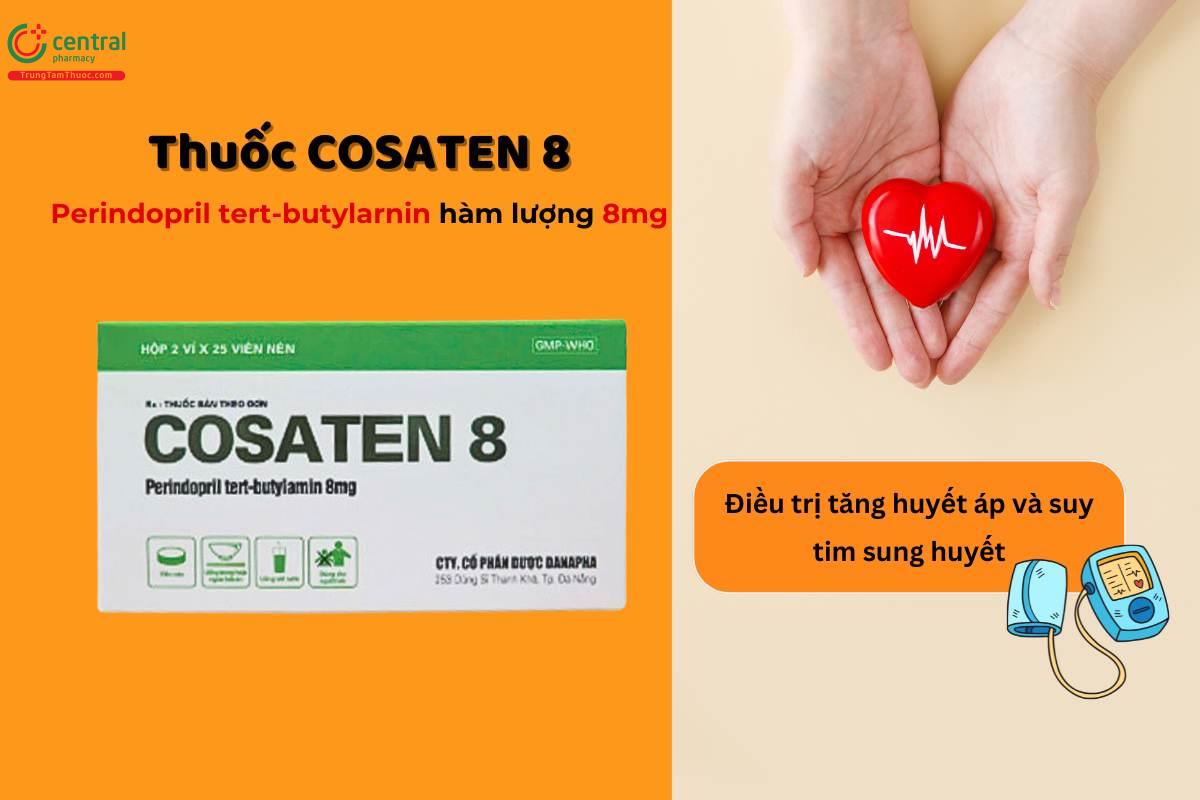 Thuốc Cosaten 8 điều trị tăng huyết áp và suy tim sung huyết (Hộp 2 vỉ x 25 viên)