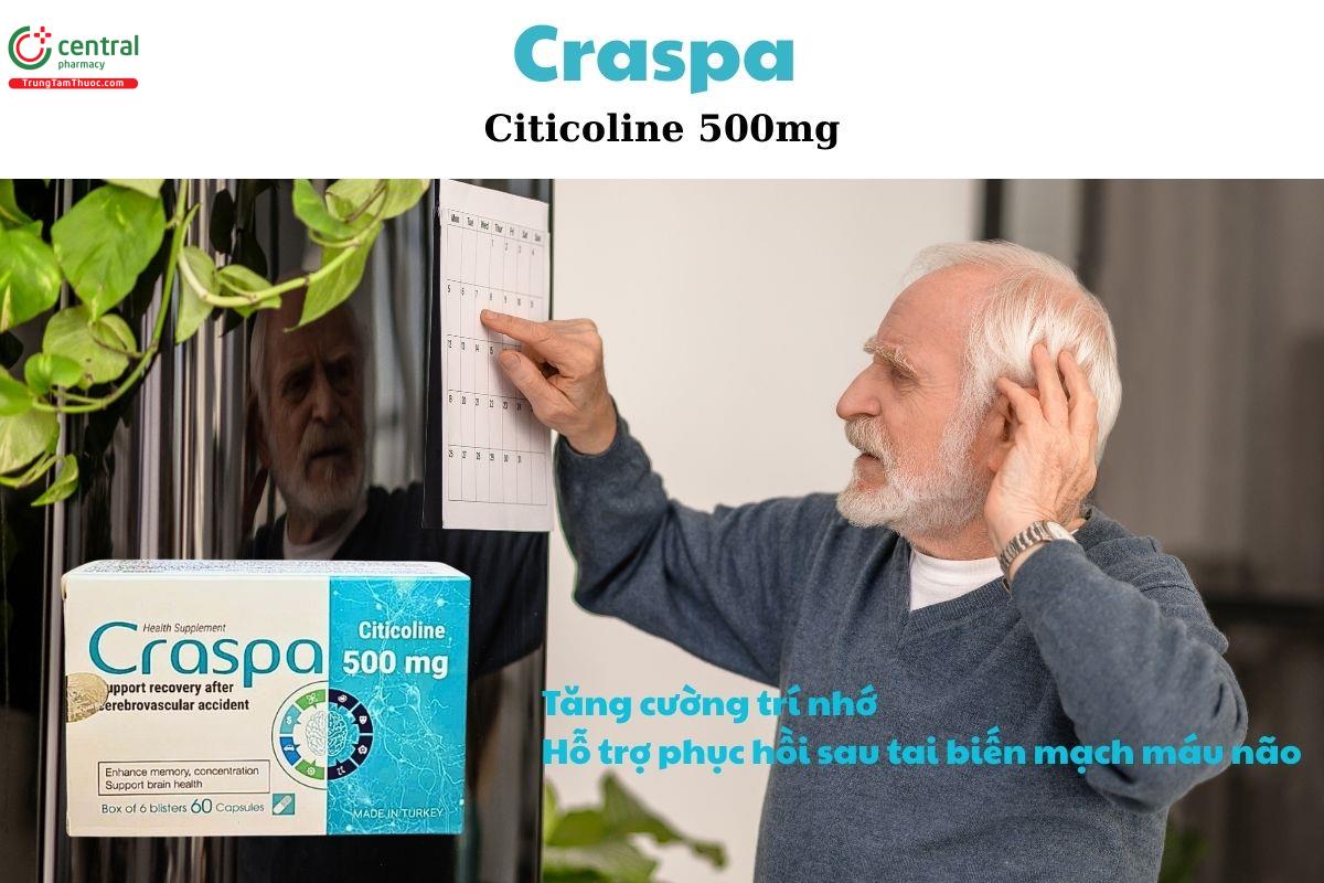 Craspa 500mg hỗ trợ cải thiện trí nhớ, thúc đẩy phục hồi sau tai biến mạch máu não 