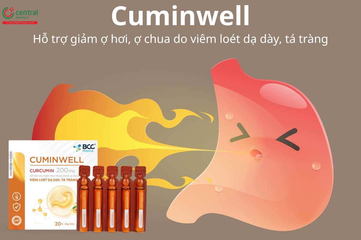 Cuminwell giảm ợ hơi, ợ chua do viêm loét dạ dày, tá tràng