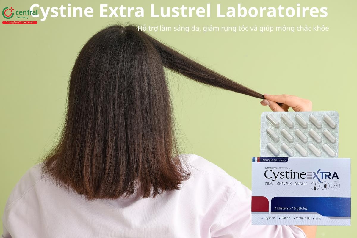 Cystine Extra Lustrel Laboratoires hỗ trợ làm sáng da, giảm rụng tóc và giúp móng chắc khoẻ