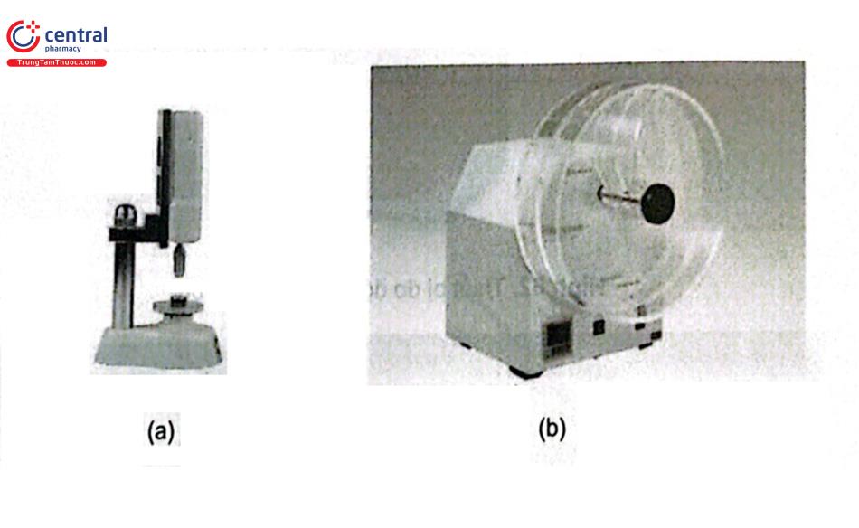 Thiết bị xác định độ cứng của pellet (a) và độ bở vụn của pellet (b) 