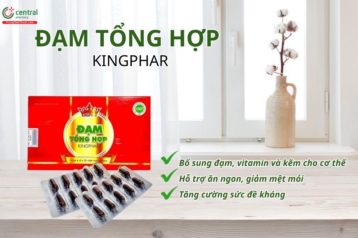 Đạm Tổng Hợp Kingphar giúp bổ sung đạm, vitamin và kẽm cho cơ thể, hỗ trợ ăn ngon, giảm mệt mỏi, tăng cường sức đề kháng