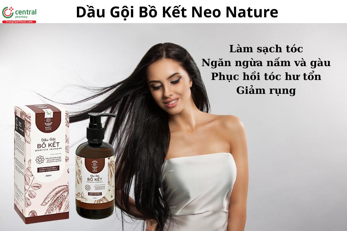 Dầu Gội Bồ Kết Neo Nature giúp làm sạch tóc, loại bỏ dầu nhờn, ngăn ngừa nấm và gàu, phục hồi tóc hư tổn, giảm gãy rụng