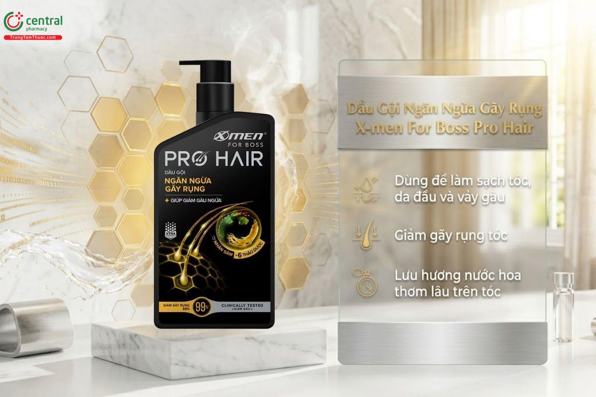 Dầu Gội Ngăn Ngừa Gãy Rụng X-men For Boss Pro Hair cho tóc chắc khoẻ