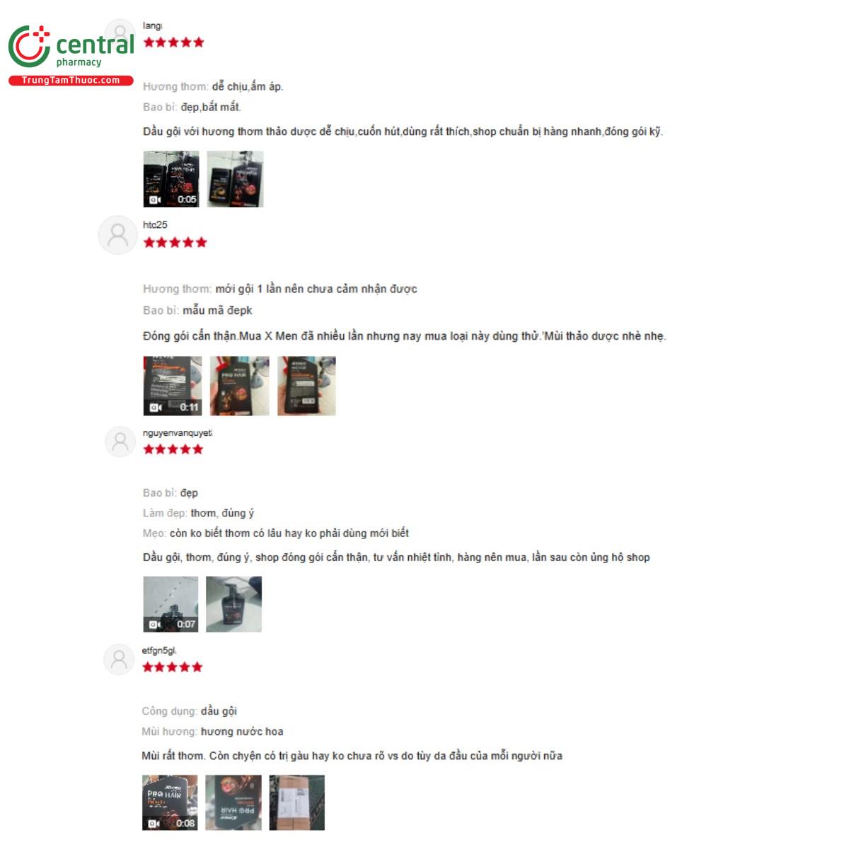 Một số đánh giá của khách hàng về sản phẩm Dầu Gội Sạch Gàu X-men For Boss Pro Hair 350g