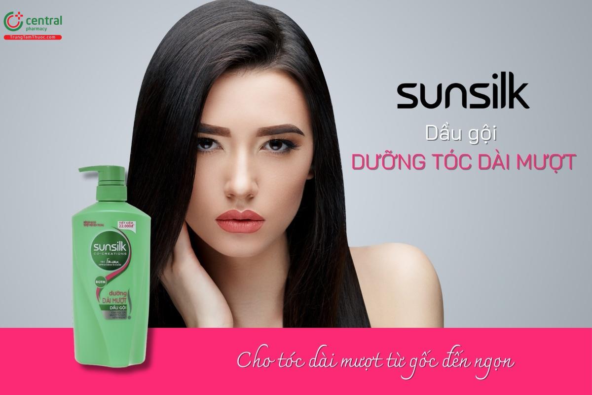 Dầu gội Sunsilk dưỡng dài mượt giúp tóc dài và suôn mượt nhờ công thức giàu Biotin – một loại vitamin quan trọng hỗ trợ nuôi dưỡng tóc chắc khỏe từ chân đến ngọn.