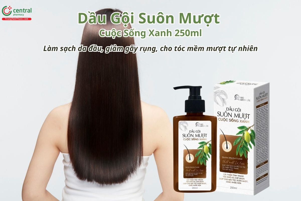 Dầu Gội Suôn Mượt Cuộc Sống Xanh 250ml giúp làm sạch da đầu, giảm gãy rụng, cho tóc mềm mượt tự nhiên
